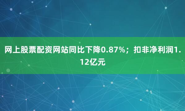 网上股票配资网站同比下降0.87%；扣非净利润1.12亿元